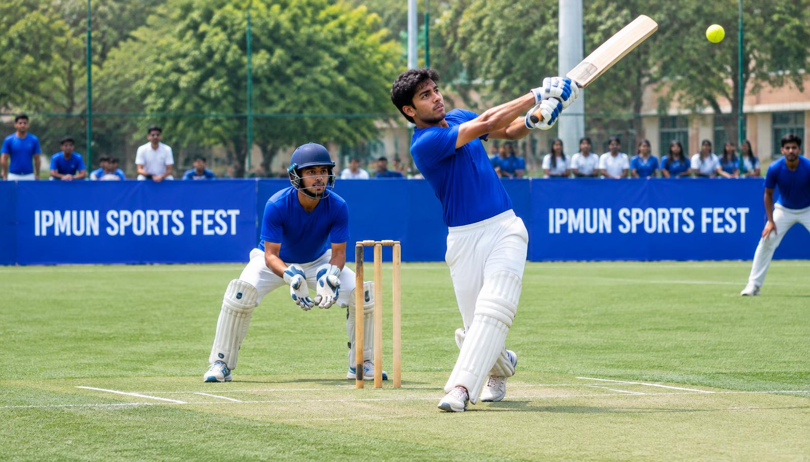 Students playing cricket at IPMUN Sports Fest